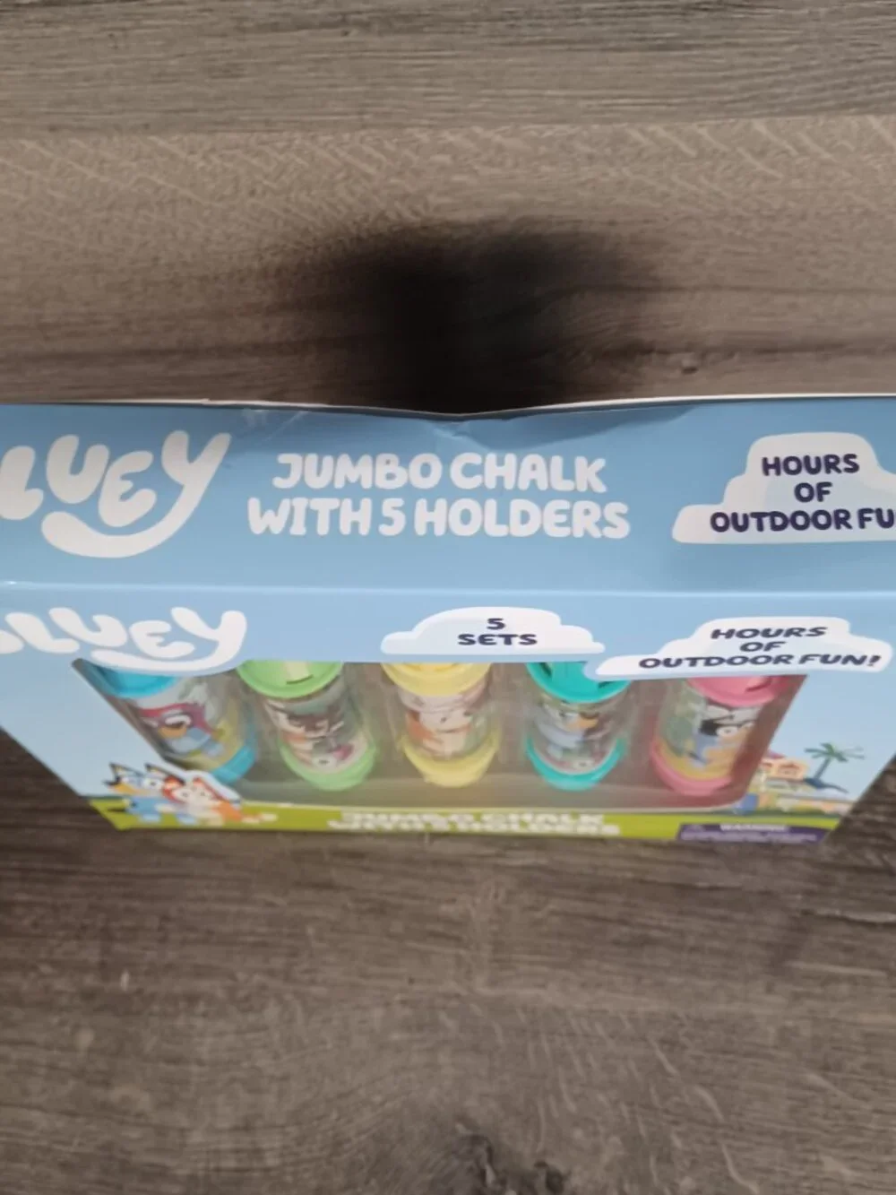 New In Sealed Box Bluey Jumbo Chalk Set 5 Holders & Jumbo Chalk Sticks